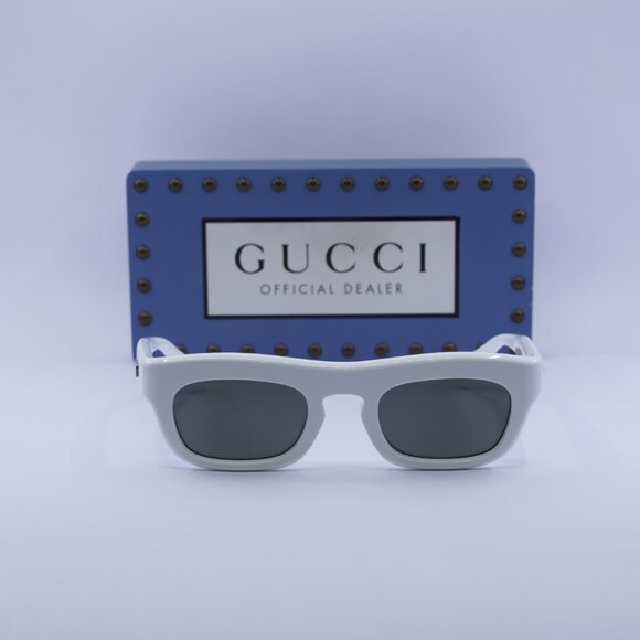 Gucci GG1777S 004 Square Sunglasses - Shiny White\Grey - Picture 2 of 11